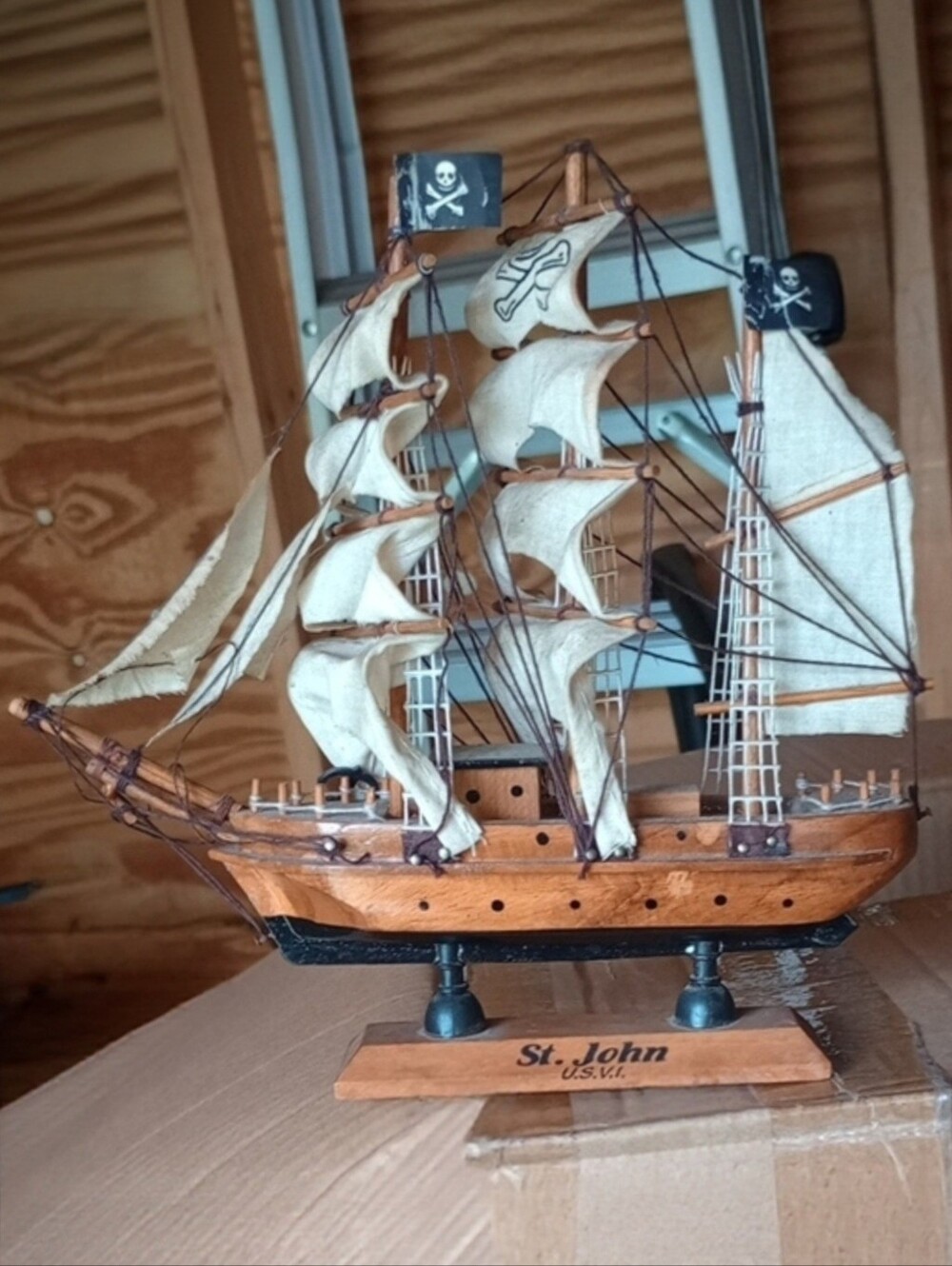St. John Nautical Pirate Ship Decor - Brown and Cream